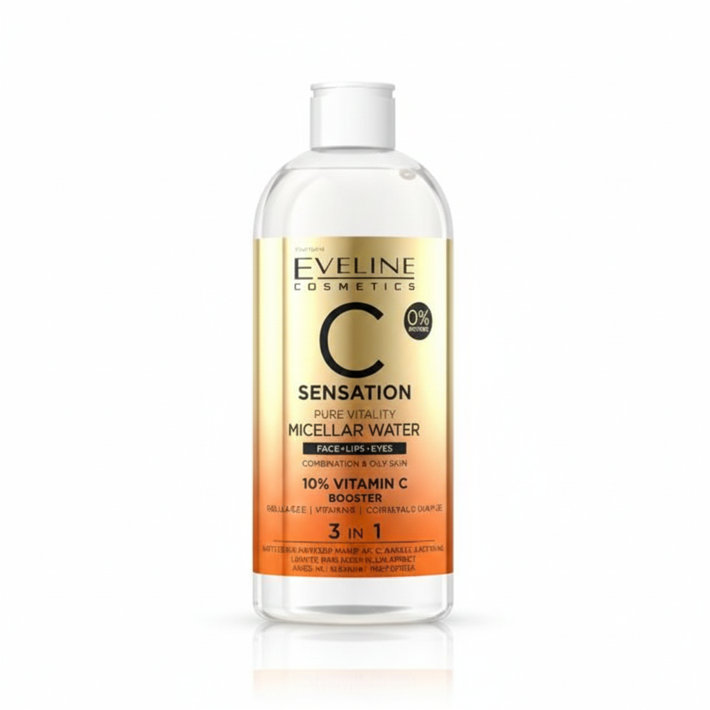 Agua Micelar Eveline C Sensation Pure Vitality 3 en 1 con Vitamina C 400 ml