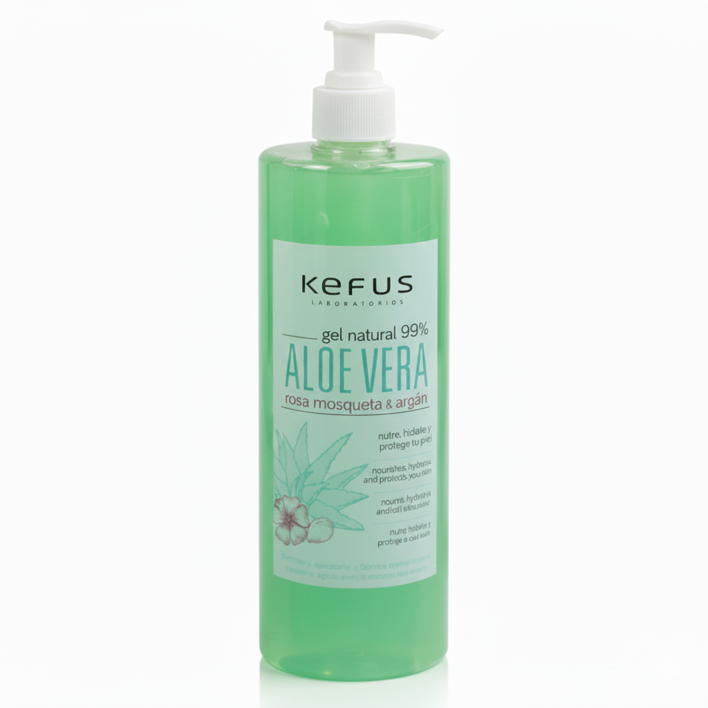 Gel de Aloe Vera Verde con Rosa Mosqueta y Argán Kefus 500 ml Gel de Aloe Vera Verde con Rosa Mosqueta y Argán Kefus 500 ml