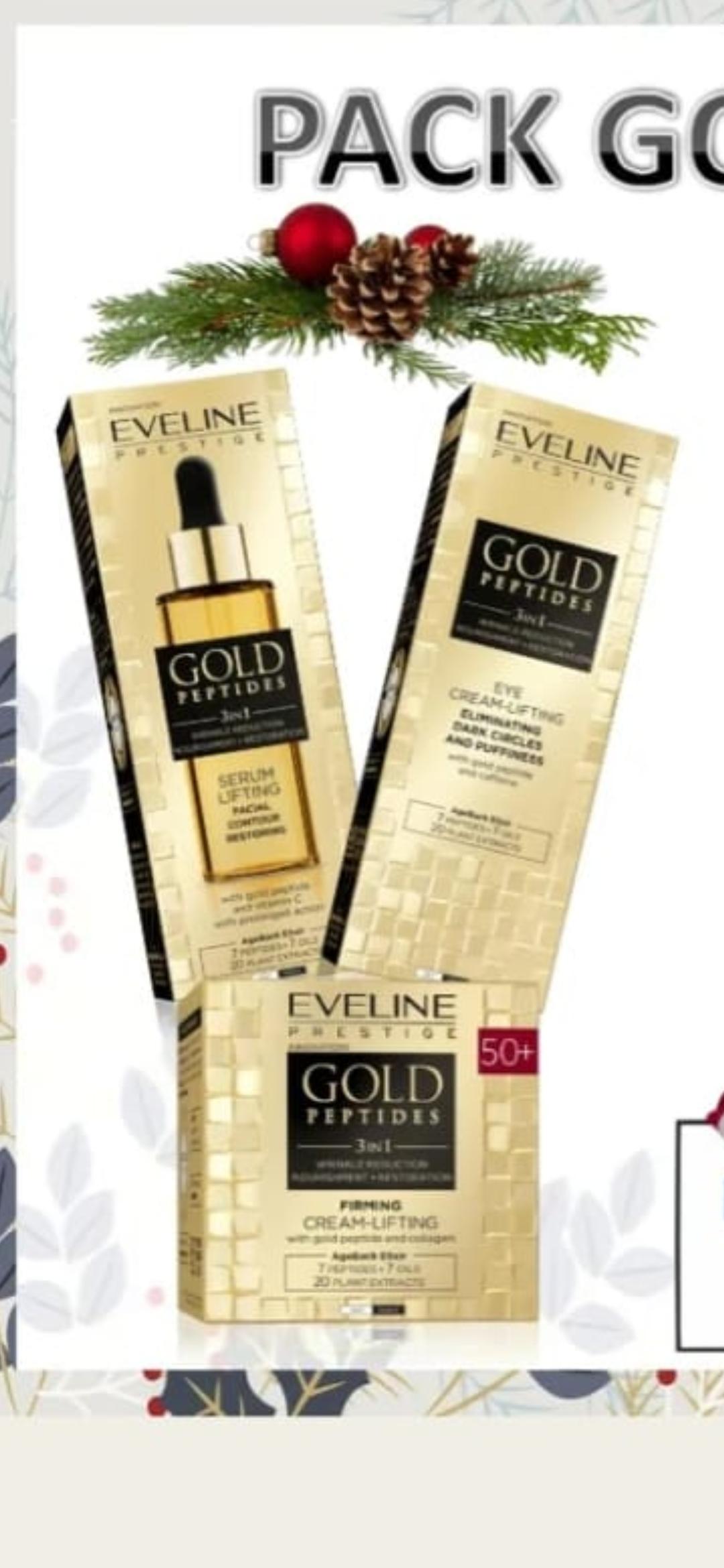 Pack Eveline Gold Peptides – Crema Facial, Sérum y Contorno de Ojos Lifting Reafirmantes