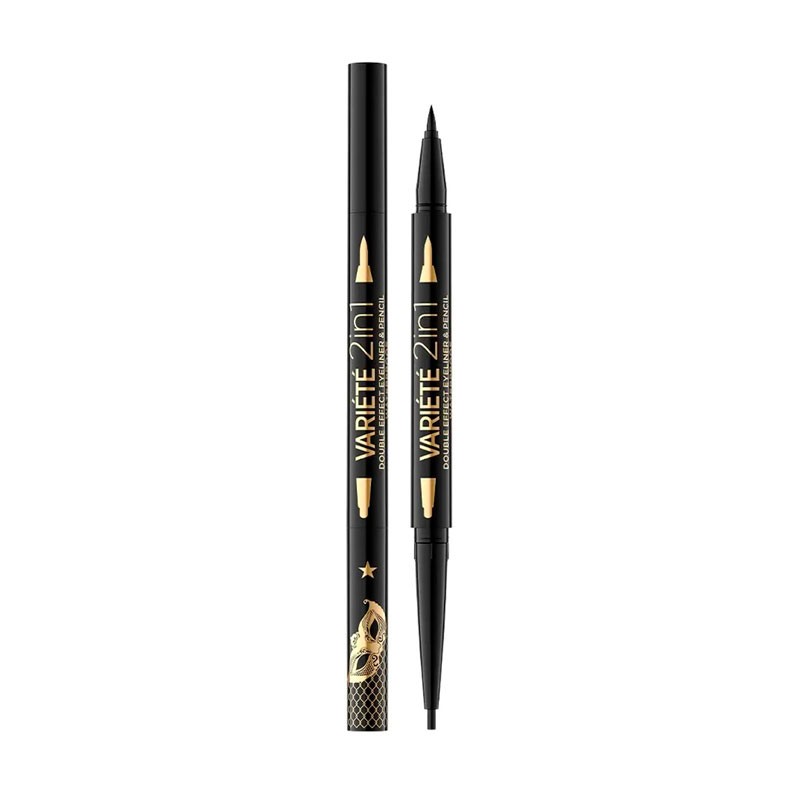 Eyeliner negro 2 en 1 que combina delineador líquido y lápiz automático