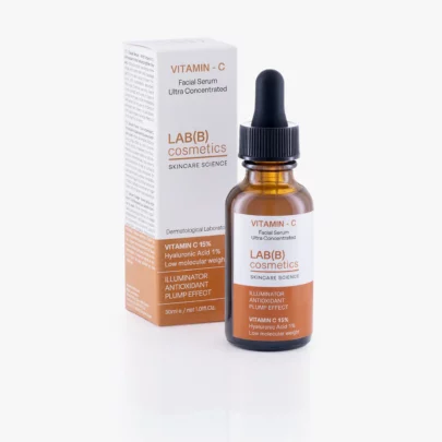 Sérum facial iluminador y antimanchas con vitamina C y ácido hialurónico. Acción antioxidante e hidratante. Ideal para pieles apagadas. LAB COSMETIC.