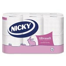Nicky Ultrasoft Papel Higiénico - Paquete de 12 Rollos